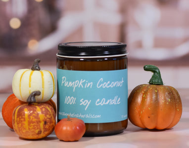 Pumpkin Coconut Soy Candle in Amber Glass Jar